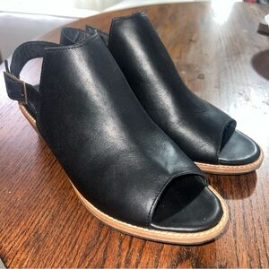 Portland Leather Black Open-Toe Slingback Sandals